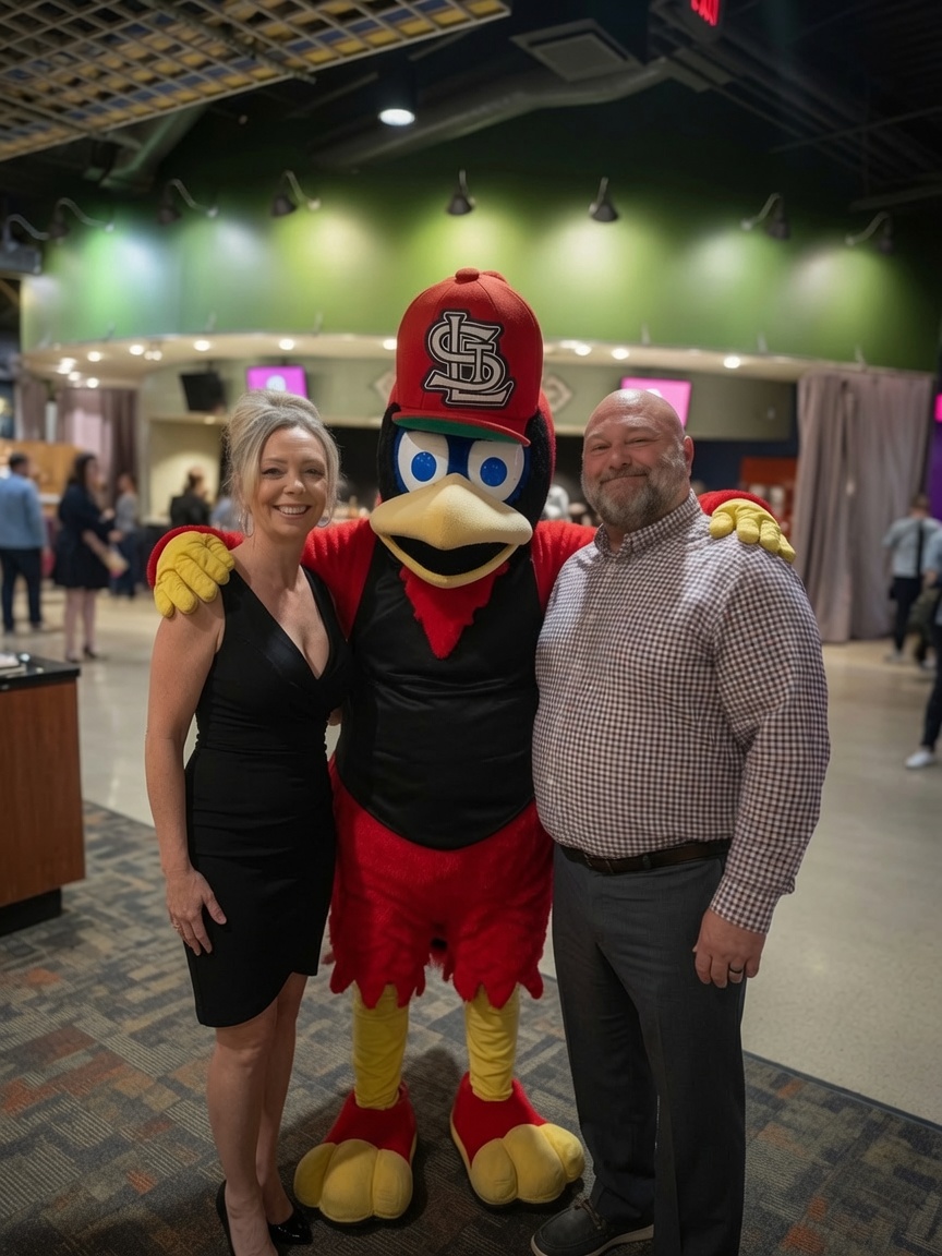Darin and Tracy with Fredbird in St. Louis